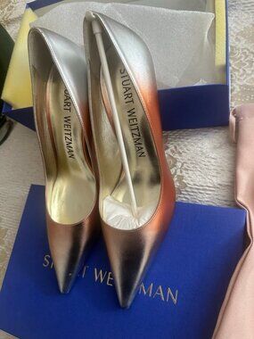 Stuart Weitzman Metallic Leather Pumps Clementine Multi Pointed Toe